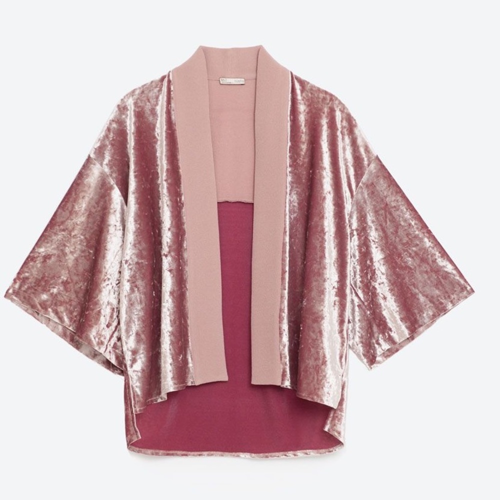 Zara Collection Size Medium Pink Velour Overlay